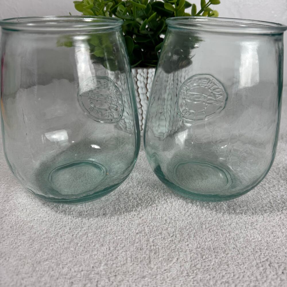 Spanish Recycled Stamped Glassware Collection Set Of 2 - Picture 8 of 9